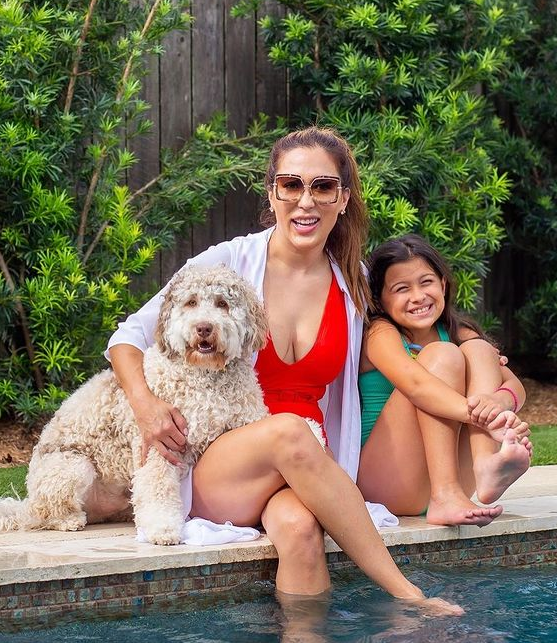 Liz Landry with daughter and dog
