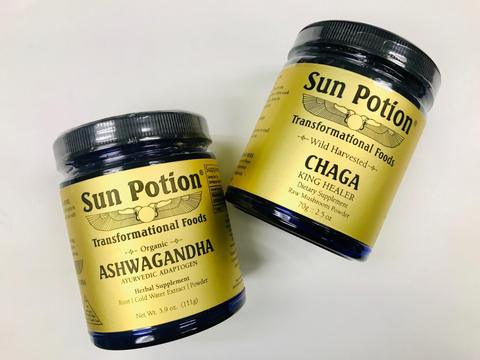 Sun Potion Ashwagandha and Sun Potion Chaga powders 
