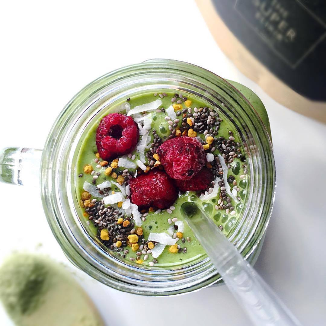 Pistachio & Greens Smoothie Bowl with Spiced Coconut Granola