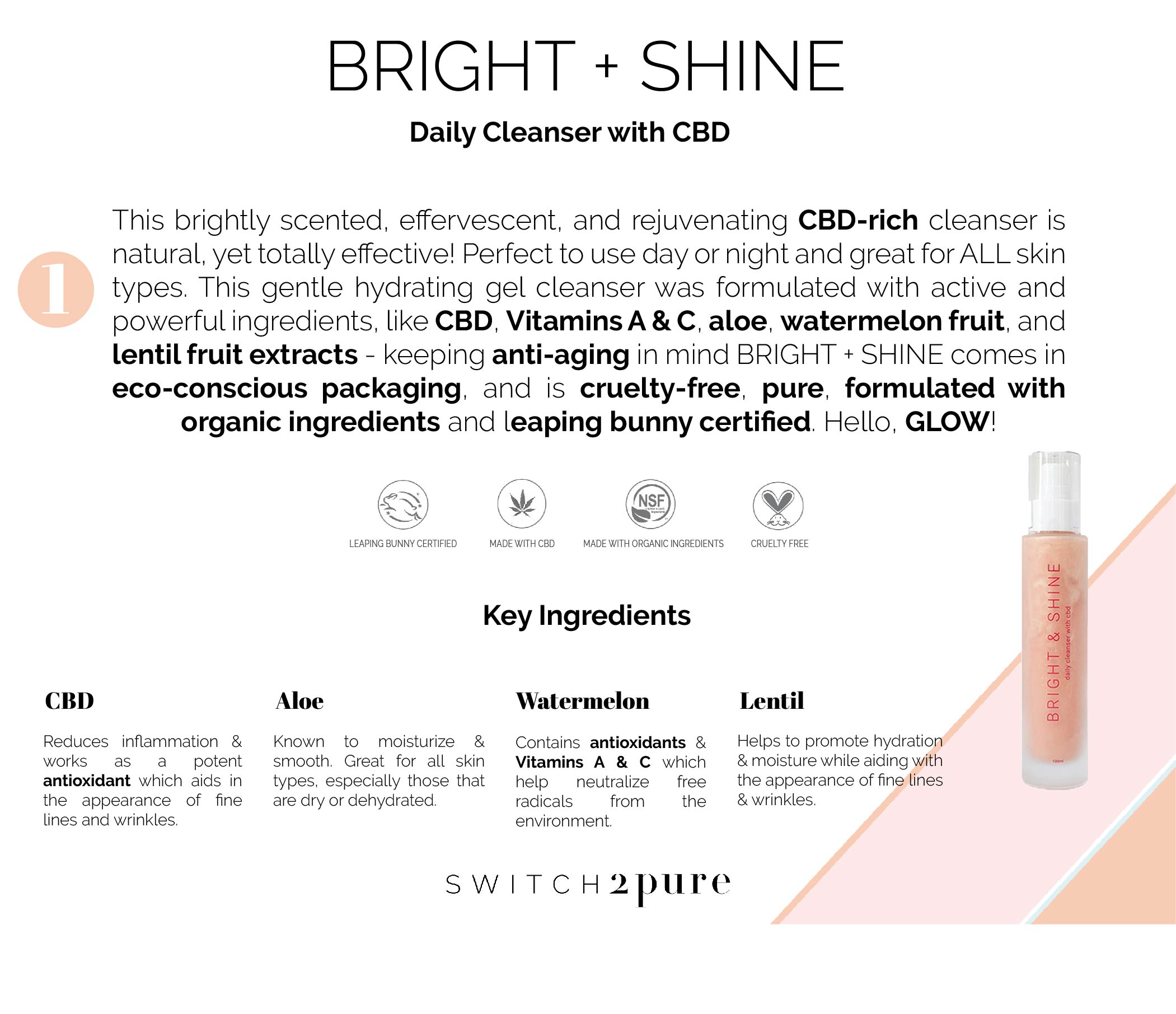 Switch2pure bright and shine gel cleanser