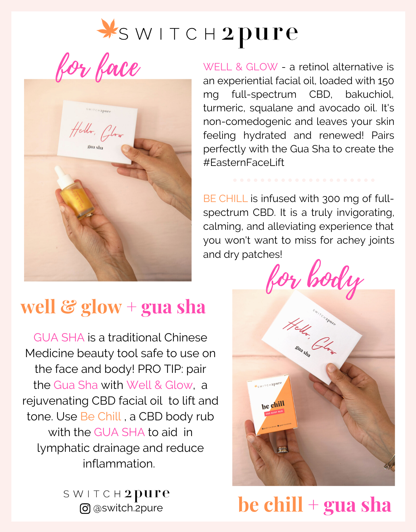How to use your Gua Sha with Switch2pure well & glow rejuvenating facial oil and be chill body rub
